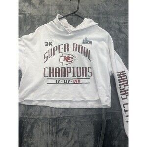 Majestic Swifty Womens L Kansas City Chiefs Super Bowl 3x Champions Crop Hoodie